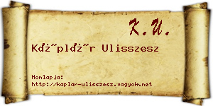 Káplár Ulisszesz névjegykártya